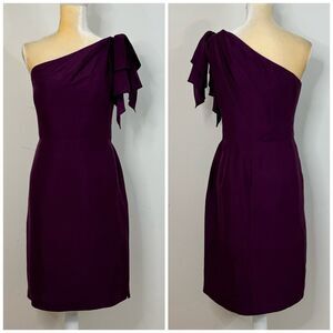 Jenny Yoo Collections One Shoulder Silk Mini Dress Size 8 Plum Magenta